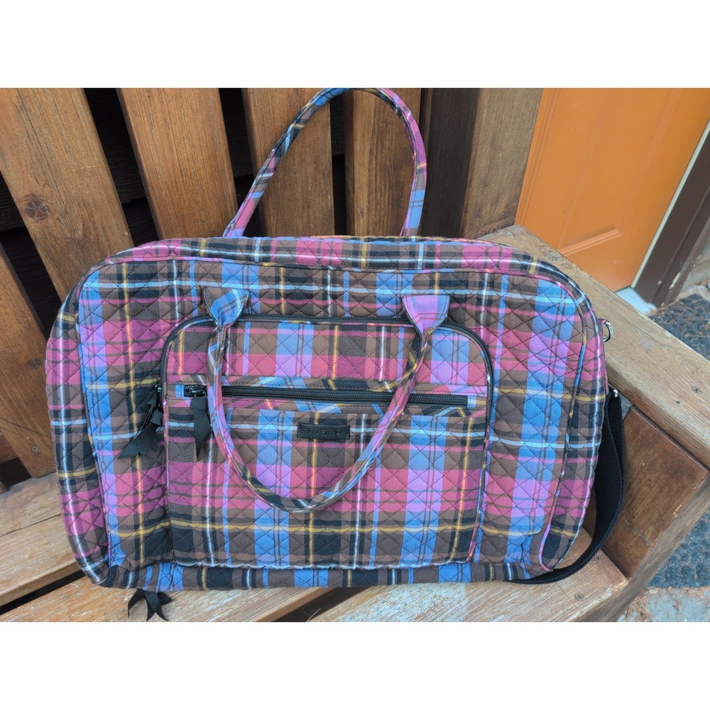 Vera Bradley Ribbons Plaid Large Travel Duffle and Vera tote New WO Tags